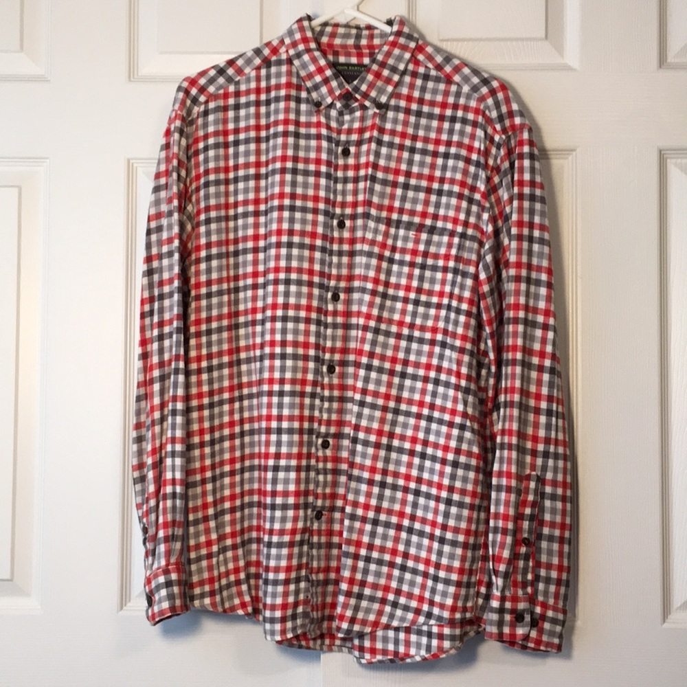 John Bartlett button up stripped fleece LG